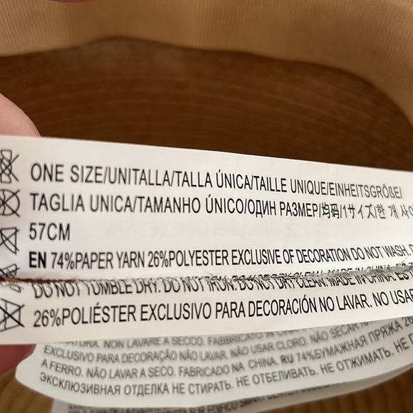 Woman’s Sun Beach Hat One Size 74% Paper Yarn  26% Polyester Natural Color - Picture 7 of 10